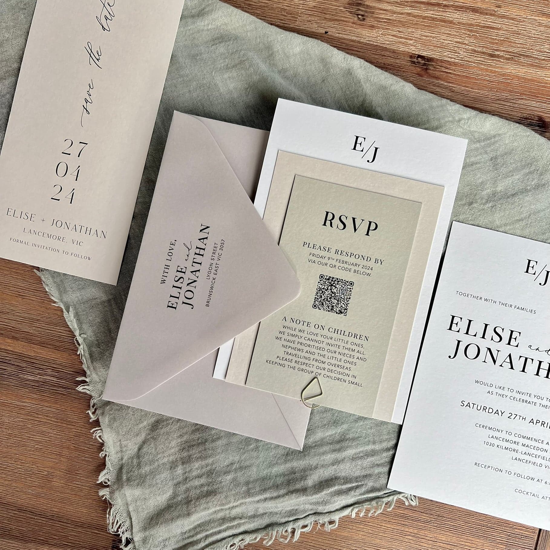 Elegant wedding table setting with custom menu